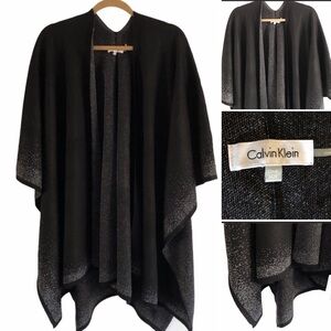 Calvin Klein Cape Black & Silver Metallic Knit One Size